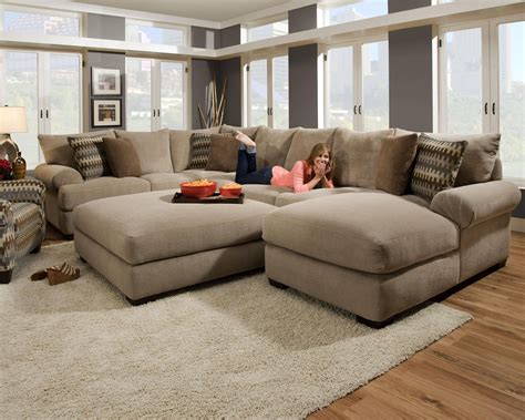 oversized sectional couch with ottoman.